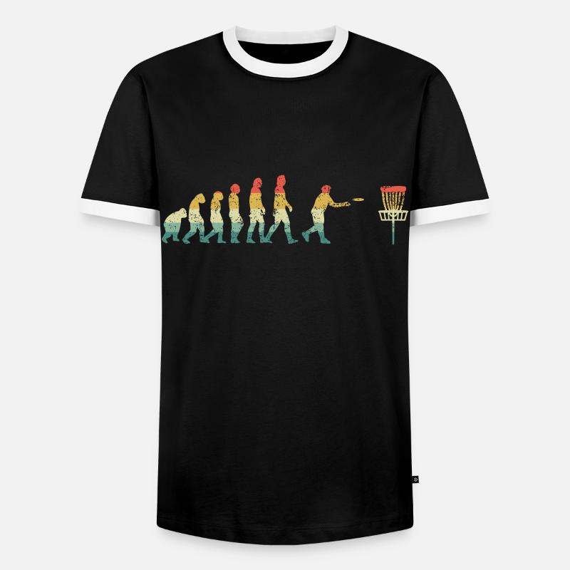 Disc Golf Evolution Retro - Männer Kontrast-T-Shirt - Schwarz/Weiß