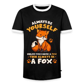 Füchse Fuchs - Männer Kontrast-T-Shirt - Schwarz/Weiß - Vorne - AI Model Female 172 light (172cm) & AI Model Male 178 light (178cm)