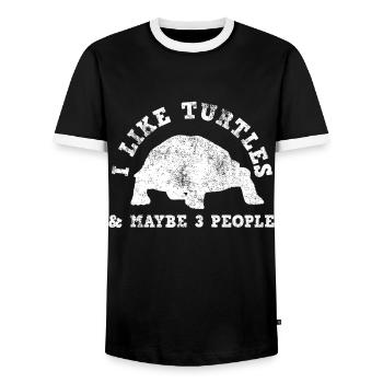 Tortue d'eau tortue - T-shirt contrasté Homme - noir/blanc - Devant - AI Model Female 172 light (172cm) & AI Model Male 178 light (178cm)