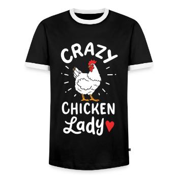 Chicken Lady - Men's Ringer Shirt - black/white - Front - AI Model Female 172 light (172cm) & AI Model Male 178 light (178cm)