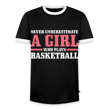 Basketball Mädchen Basketballerin - Männer Kontrast-T-Shirt - Schwarz/Weiß - Vorne - AI Model Female 172 light (172cm) & AI Model Male 178 light (178cm)