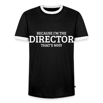 Films directing - Men's Ringer Shirt - black/white - Front - AI Model Female 172 light (172cm) & AI Model Male 178 light (178cm)