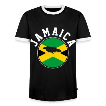Jamaica flag - Men's Ringer Shirt - black/white - Front - AI Model Female 172 light (172cm) & AI Model Male 178 light (178cm)