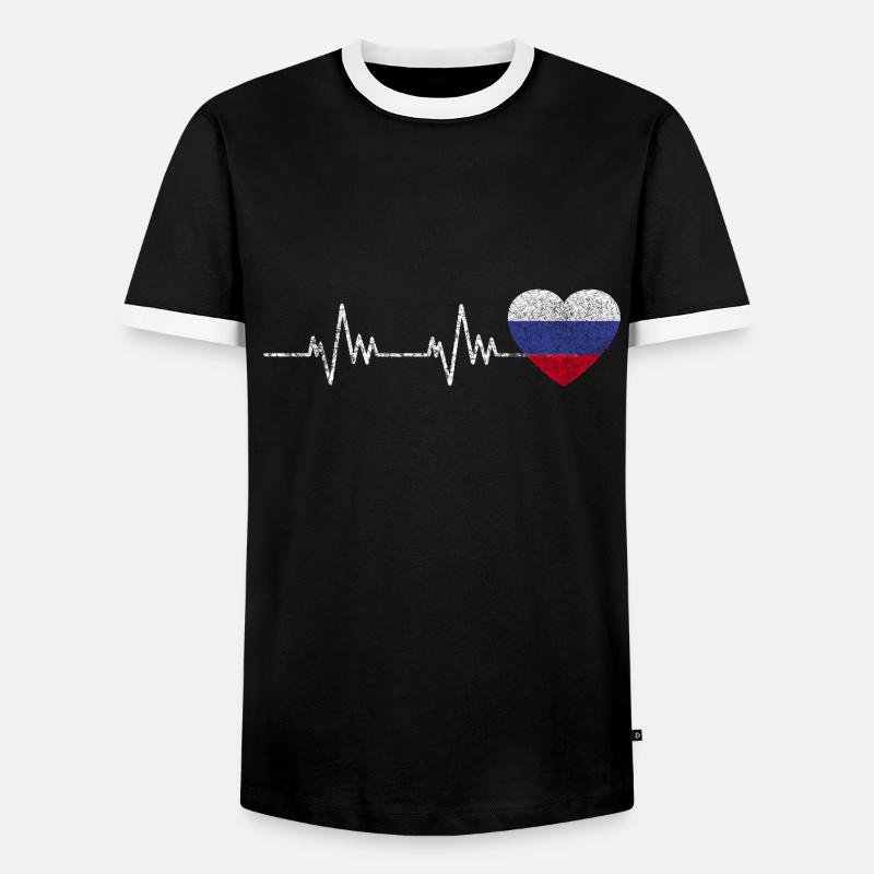 Drapeau de la Russie Russie - T-shirt contrasté Homme - noir/blanc