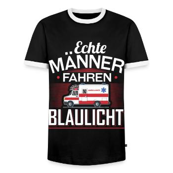 Echte Männer Fahren Blaulicht Sohn Papa - Männer Kontrast-T-Shirt - Schwarz/Weiß - Vorne - AI Model Female 172 light (172cm) & AI Model Male 178 light (178cm)