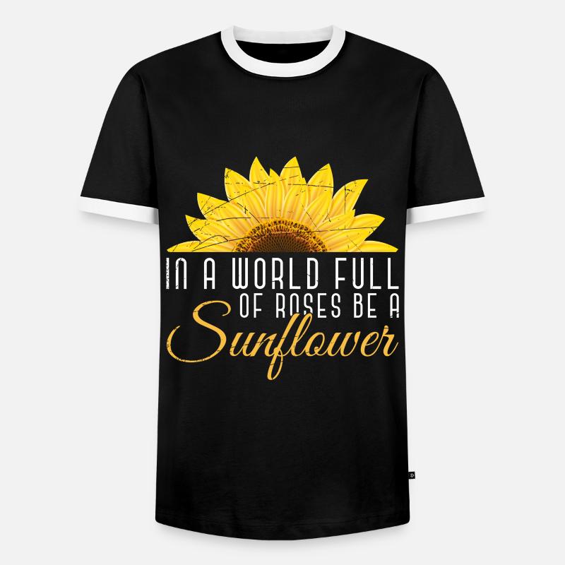 Sonnenblume - Männer Kontrast-T-Shirt - Schwarz/Weiß