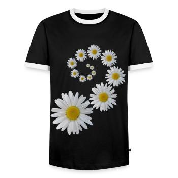 Margerites flower, flowers, flower, floral, floral - Men's Ringer Shirt - black/white - Front - AI Model Female 172 light (172cm) & AI Model Male 178 light (178cm)