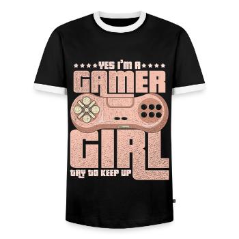 Gaming - Männer Kontrast-T-Shirt - Schwarz/Weiß - Vorne - AI Model Female 172 light (172cm) & AI Model Male 178 light (178cm)