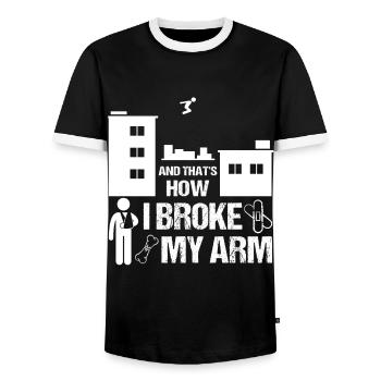 Parkour bras cassé bras cassure cadeau homme garçon - T-shirt contrasté Homme - noir/blanc - Devant - AI Model Female 172 light (172cm) & AI Model Male 178 light (178cm)