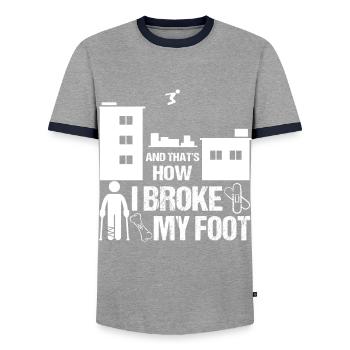 Foot Broken Foot Break gift Child Parkour - Men's Ringer Shirt - grey/navy  - Front - AI Model Female 172 light (172cm) & AI Model Male 178 light (178cm)