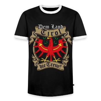 Dem Land Tirol die Treue mit Tiroler Adler Wappen - Männer Kontrast-T-Shirt - Schwarz/Weiß - Vorne - AI Model Female 172 light (172cm) & AI Model Male 178 light (178cm)