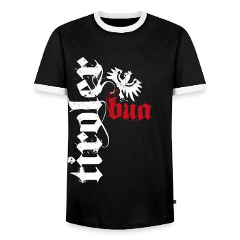 Tiroler Bua Tirol Bekleidung Adler Wappen - Männer Kontrast-T-Shirt - Schwarz/Weiß - Vorne - AI Model Female 172 light (172cm) & AI Model Male 178 light (178cm)