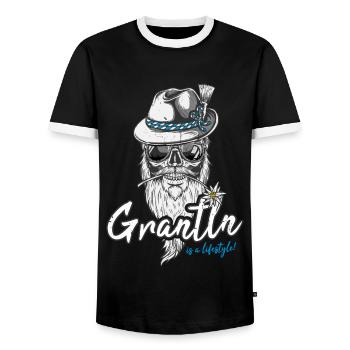 Grantln is a lifestyle Grantler Bayern Granteln - Männer Kontrast-T-Shirt - Schwarz/Weiß - Vorne - AI Model Female 172 light (172cm) & AI Model Male 178 light (178cm)