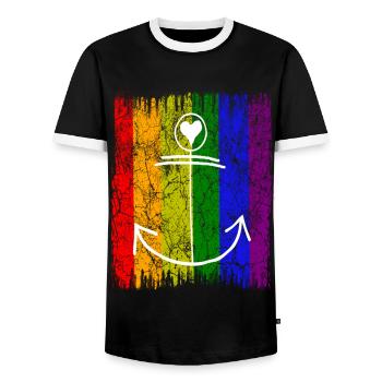 Arc-en-ciel ANKER - T-shirt contrasté Homme - noir/blanc - Devant - AI Model Female 172 light (172cm) & AI Model Male 178 light (178cm)