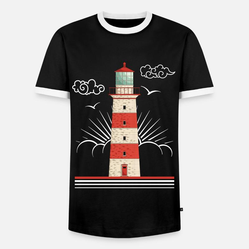 Leuchtturm - Männer Kontrast-T-Shirt - Schwarz/Weiß