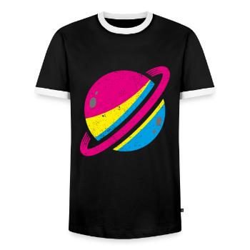 Saturn Pan Flag Queer LGBT Cadeau Pansexuel - T-shirt contrasté Homme - noir/blanc - Devant - AI Model Female 172 light (172cm) & AI Model Male 178 light (178cm)