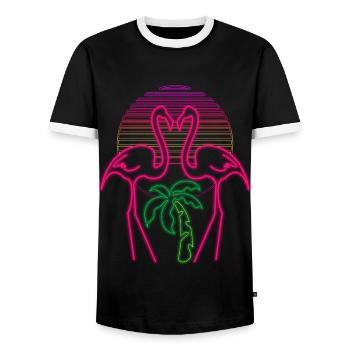 Flamingo - Männer Kontrast-T-Shirt - Schwarz/Weiß - Vorne - AI Model Female 172 light (172cm) & AI Model Male 178 light (178cm)