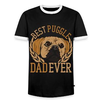 Amoureux des chiens Cadeau de la fête des pères Chien Papa Puggle - T-shirt contrasté Homme - noir/blanc - Devant - AI Model Female 172 light (172cm) & AI Model Male 178 light (178cm)