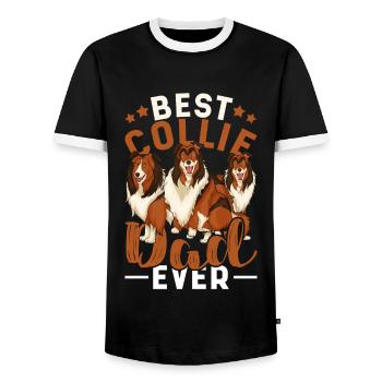 Chien Amoureux Fête des Pères Cadeau Chien Papa Collie - T-shirt contrasté Homme - noir/blanc - Devant - AI Model Female 172 light (172cm) & AI Model Male 178 light (178cm)