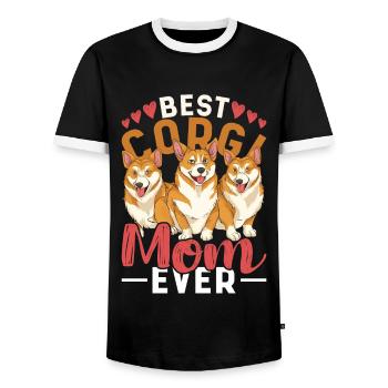 Amoureux des chiens Cadeau de fête des mères Chien Mama Corgi - T-shirt contrasté Homme - noir/blanc - Devant - AI Model Female 172 light (172cm) & AI Model Male 178 light (178cm)