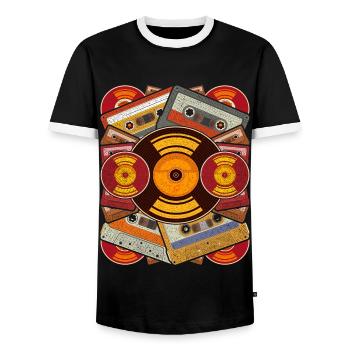 Cassette cadeau rétro eighties de musique des années 80 - T-shirt contrasté Homme - noir/blanc - Devant - AI Model Female 172 light (172cm) & AI Model Male 178 light (178cm)