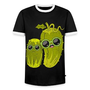 Cool Sunglasses Vegetable Gift Idea Cucumber - Men's Ringer Shirt - black/white - Front - AI Model Female 172 light (172cm) & AI Model Male 178 light (178cm)