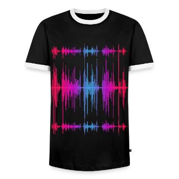 Musique Ingénierie du Son Cadeau Musicien Soundwave - T-shirt contrasté Homme - noir/blanc - Devant - AI Model Female 172 light (172cm) & AI Model Male 178 light (178cm)