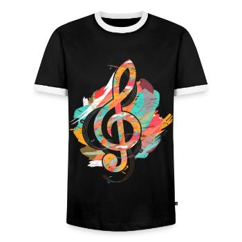 Clé - T-shirt contrasté Homme - noir/blanc - Devant - AI Model Female 172 light (172cm) & AI Model Male 178 light (178cm)