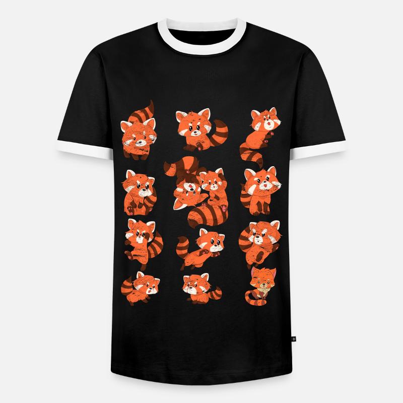 Red panda - Men's Ringer Shirt - black/white