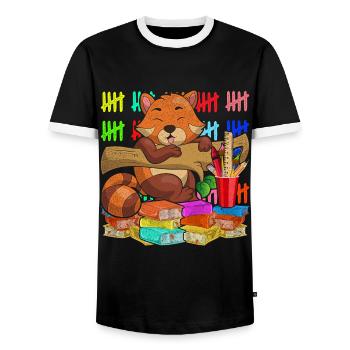 Enrolment Animal Gift Primary School Red Panda - Men's Ringer Shirt - black/white - Front - AI Model Female 172 light (172cm) & AI Model Male 178 light (178cm)