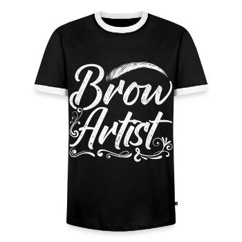 Eyebrow Beautician Gift Brow Artist - Men's Ringer Shirt - black/white - Front - AI Model Female 172 light (172cm) & AI Model Male 178 light (178cm)