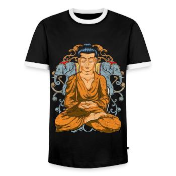 Indien Elefanten Buddhist Geschenkidee Buddha - Männer Kontrast-T-Shirt - Schwarz/Weiß - Vorne - AI Model Female 172 light (172cm) & AI Model Male 178 light (178cm)