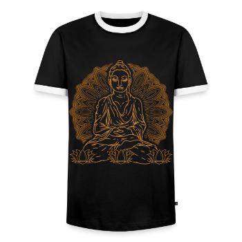 Buddhismus Geschenk Spiritualität Yoga Buddha - Männer Kontrast-T-Shirt - Schwarz/Weiß - Vorne - AI Model Female 172 light (172cm) & AI Model Male 178 light (178cm)