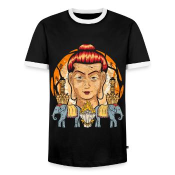 Indien Buddhismus Elefanten Yoga Geschenk Buddha - Männer Kontrast-T-Shirt - Schwarz/Weiß - Vorne - AI Model Female 172 light (172cm) & AI Model Male 178 light (178cm)