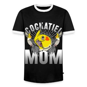 Bird Mom Mother's Day Gift Cockatiel - Men's Ringer Shirt - black/white - Front - AI Model Female 172 light (172cm) & AI Model Male 178 light (178cm)