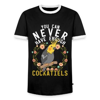 Parrot Pet Gift Cockatoo Cockatiel - Men's Ringer Shirt - black/white - Front - AI Model Female 172 light (172cm) & AI Model Male 178 light (178cm)