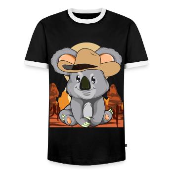 Animal Lover Cowboy Gift Koala Bear - Men's Ringer Shirt - black/white - Front - AI Model Female 172 light (172cm) & AI Model Male 178 light (178cm)