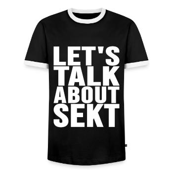 let's talk about sparkling wine - Men's Ringer Shirt - black/white - Front - AI Model Female 172 light (172cm) & AI Model Male 178 light (178cm)