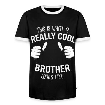 Frère Grand frère Famille - T-shirt contrasté Homme - noir/blanc - Devant - AI Model Female 172 light (172cm) & AI Model Male 178 light (178cm)