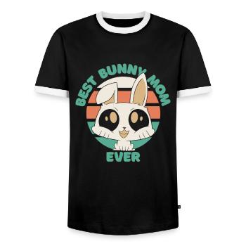 Lapin lapin animal de compagnie lapin - T-shirt contrasté Homme - noir/blanc - Devant - AI Model Female 172 light (172cm) & AI Model Male 178 light (178cm)