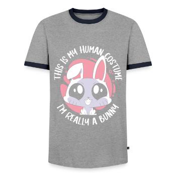 Lapin lapin animal de compagnie lapin - T-shirt contrasté Homme - gris/marine  - Devant - AI Model Female 172 light (172cm) & AI Model Male 178 light (178cm)