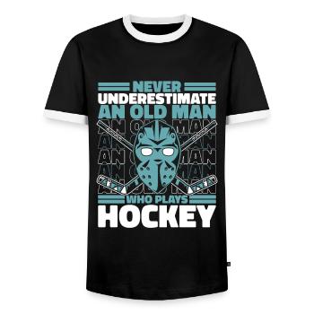 Ice Hockey Hockey Sports - Men's Ringer Shirt - black/white - Front - AI Model Female 172 light (172cm) & AI Model Male 178 light (178cm)