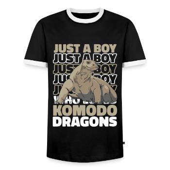 Komodowaran Tier Komodo Dragon Komodowarane - Männer Kontrast-T-Shirt - Schwarz/Weiß - Vorne - AI Model Female 172 light (172cm) & AI Model Male 178 light (178cm)