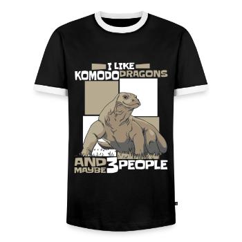 Komodowaran Tier Komodo Dragon Komodowarane - Männer Kontrast-T-Shirt - Schwarz/Weiß - Vorne - AI Model Female 172 light (172cm) & AI Model Male 178 light (178cm)