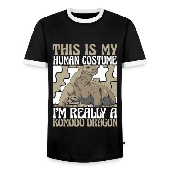 Komodowaran Tier Komodo Dragon Komodowarane - Männer Kontrast-T-Shirt - Schwarz/Weiß - Vorne - AI Model Female 172 light (172cm) & AI Model Male 178 light (178cm)