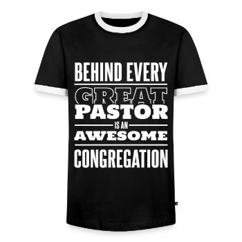 Pasteur Pasteur Prédicateur Église Christ - T-shirt contrasté Homme - noir/blanc - Devant - AI Model Female 172 light (172cm) & AI Model Male 178 light (178cm)