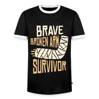 Good recovery Broken arm Broken bone - Men's Ringer Shirt - black/white - Front - AI Model Female 172 light (172cm) & AI Model Male 178 light (178cm)
