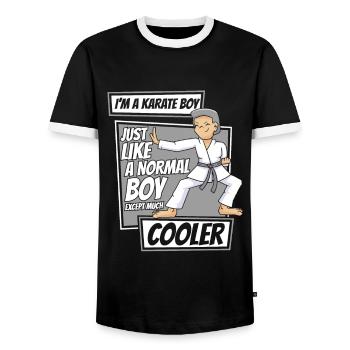 Karate Karate Fighter Martial Arts - Men's Ringer Shirt - black/white - Front - AI Model Female 172 light (172cm) & AI Model Male 178 light (178cm)