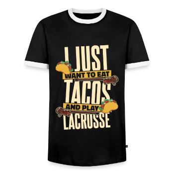 Lacrosse Sports Lacrosse Players - Men's Ringer Shirt - black/white - Front - AI Model Female 172 light (172cm) & AI Model Male 178 light (178cm)
