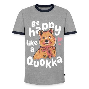 Short-tailed kangaroo quokka animal - Men's Ringer Shirt - grey/navy  - Front - AI Model Female 172 light (172cm) & AI Model Male 178 light (178cm)